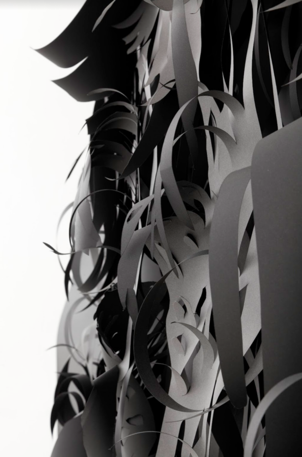 Charlotte McGowan-Griffin, detail from The Origin of the World. 2012, Layered cut paper on steel support, magnets 285 x 250 x 75cm Photo credit: Patricia Sevilla Ciordia