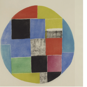 Sonia Delaunay-Terk, Untitled, ca. 1970; Etching and aquatint on paper, 26 x 19 3/4 in.; National Museum of Women in the Arts, Gift of Wilhelmina Cole Holladay